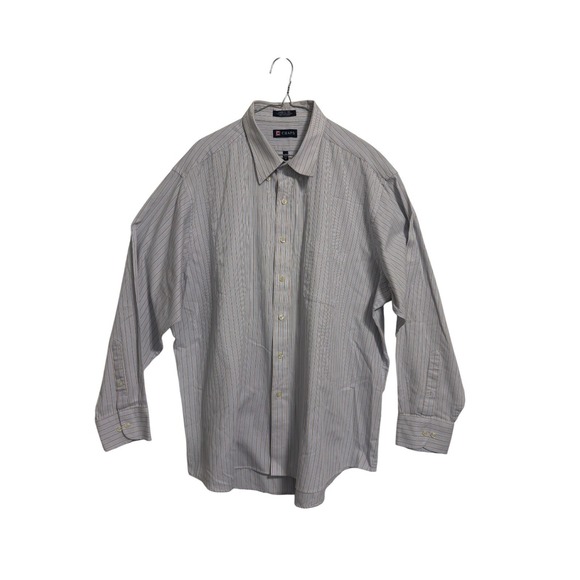 Chaps Other - Chaps Button Down Shirt Mens 18-18.5 34/35 Blue Tan Striped Classic Fit Twill